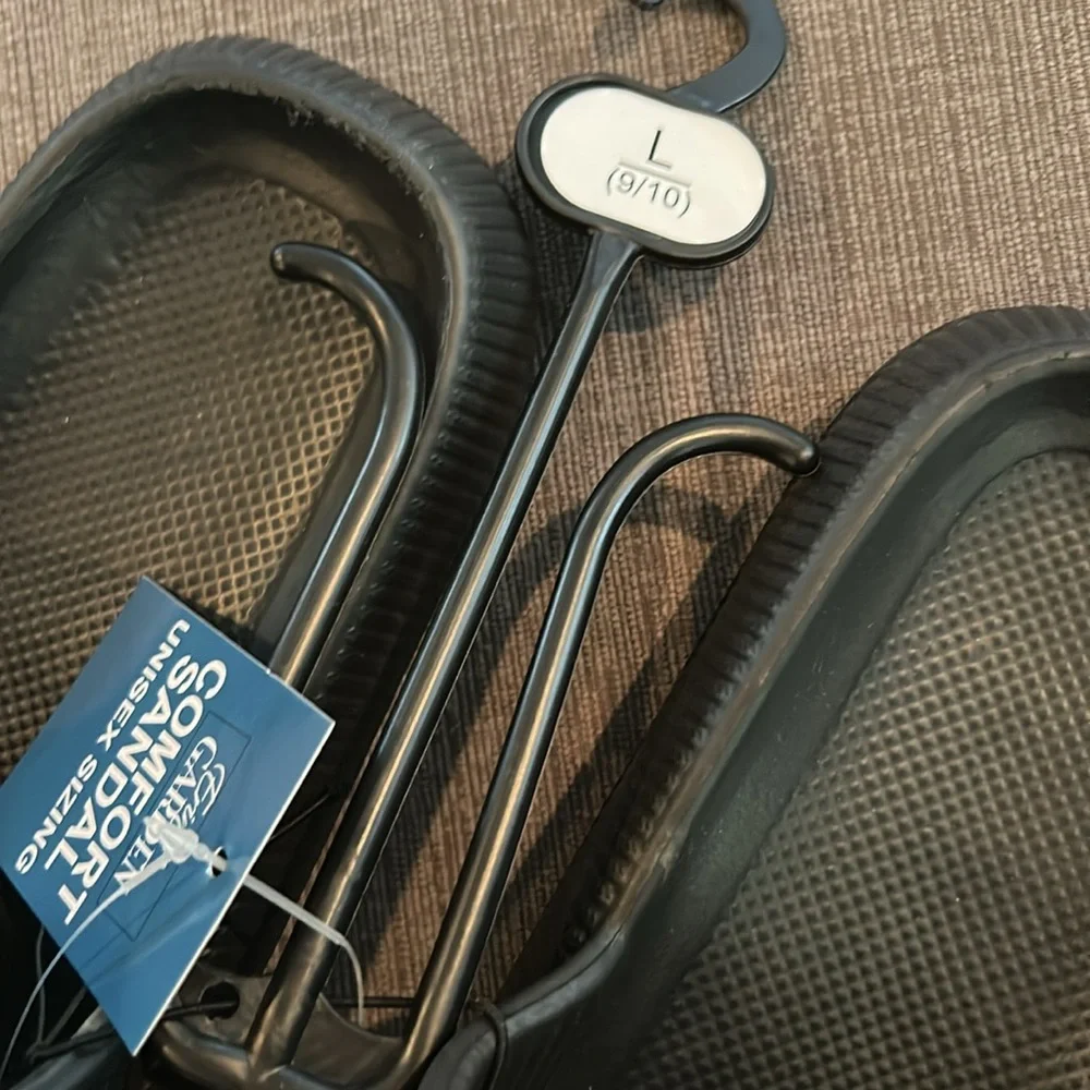 Mens Black Slides Flip flops L (9/10) NWT